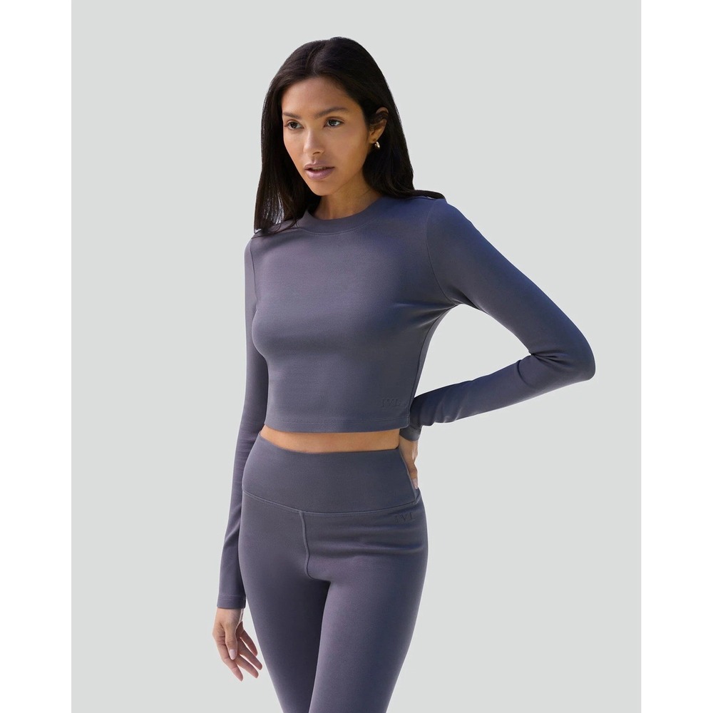 NWT IVL Collective Cotton Jersey Cropped Top‎ Women's Gray XS Athletic Gym